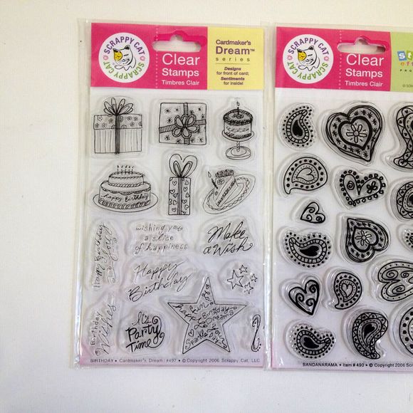 (3) Scrappy Cat Clear Stamp Sets Birthday Bandanarama Sunny Days Cardmakers - Picture 2 of 12